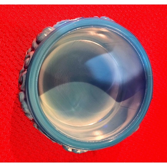 Reidel Bohemian Czech Blue Malachite Glass Powder Box SunFlower Design - Picture 7 of 8